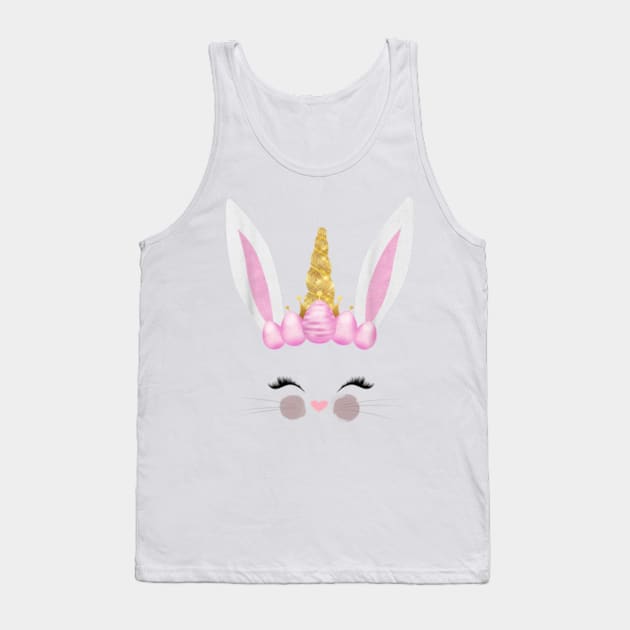 Girls Unicorn Easter Bunny Face Bunnicorn Egg Hunt Tank Top by flickskyler179